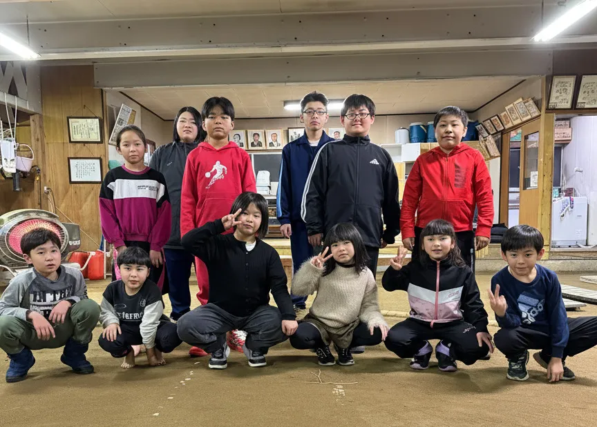 青森田子道場の相撲風景